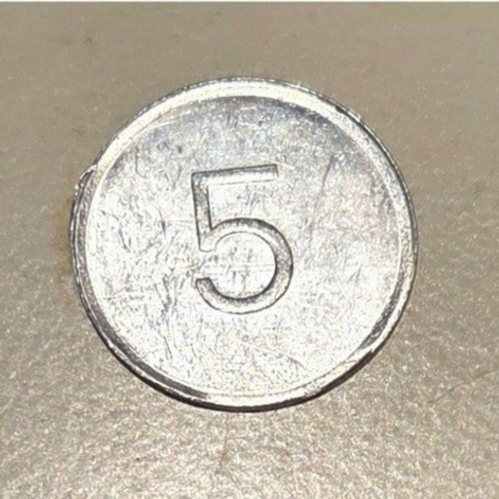 Vintage 5 Coin Token Play Money Metal Collectible